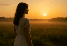 Žena sa puno ljubavi žena sa puno ljubavi stoji na svjetlu zore, simbol duhovne snage i blagosti